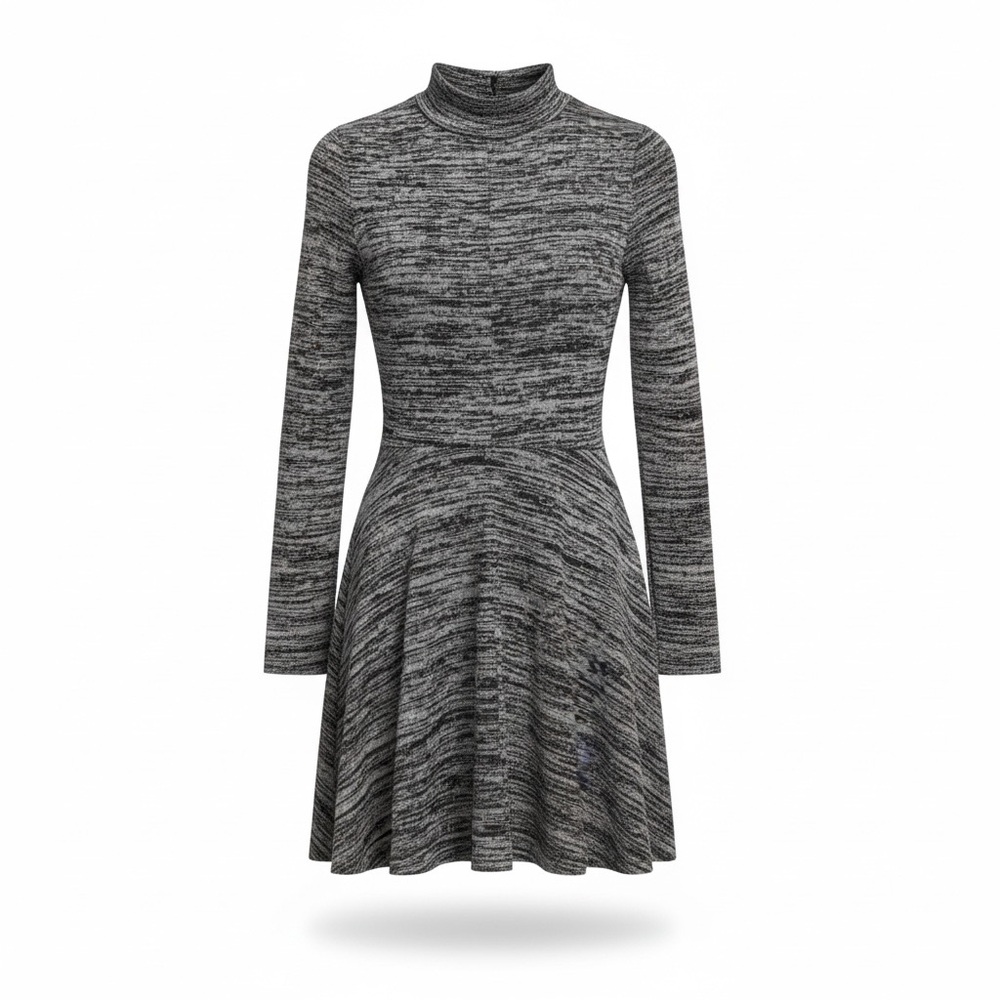 Vintage Wet Seal Gray Marled Long-Sleeve Fit & Flare Dress